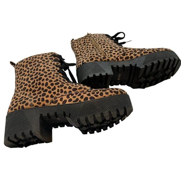 Bamboo Leopard Chunky Combat Platform Boots‎ Size 6.5 - Picture 4 of 8